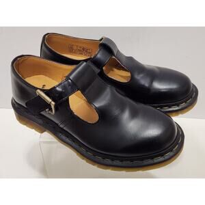 Dr Martens Mary Janes Womens US Sz 6 Black Polley T Strap Smooth Leather
